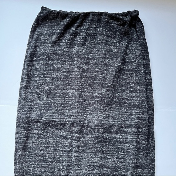 Zara Knit Linen  Skirt Charcoal Front Slit Wrap Maxi Stretch Jersey Knit Sz M - Picture 11 of 12